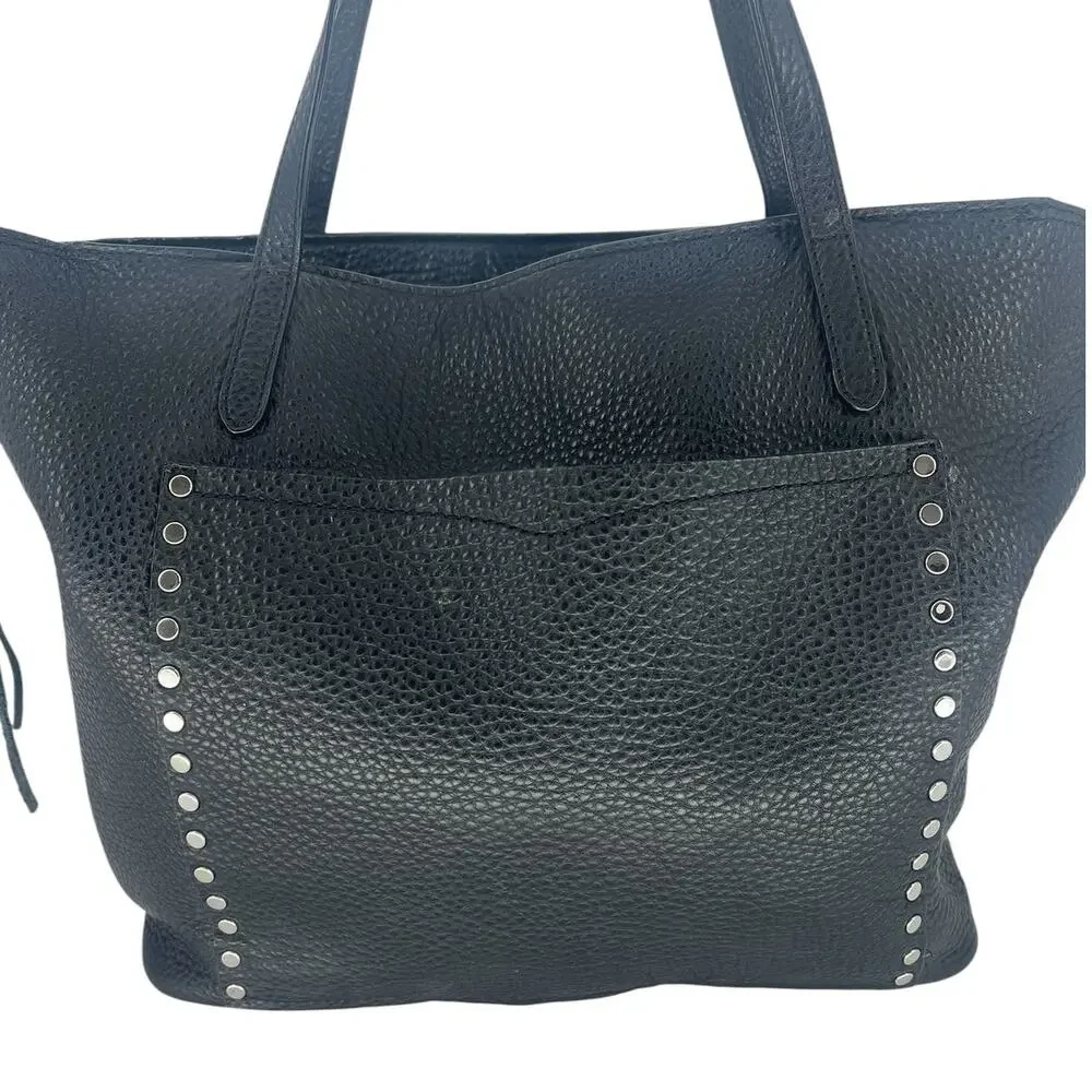 Rebecca Minkoff Unlined Front Pocket Leather Tote Black Studded